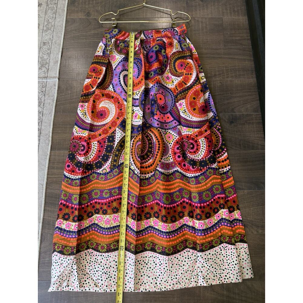 Vintage 60s Alex Coleman Flower Power Hippy Maxi Boho skirt Paisley Small - Picture 7 of 8